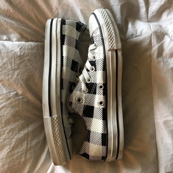 Converse Black and White Glitter Checks Low Top Sz8 Ladies All Stars Pre-Owned - Picture 11 of 11